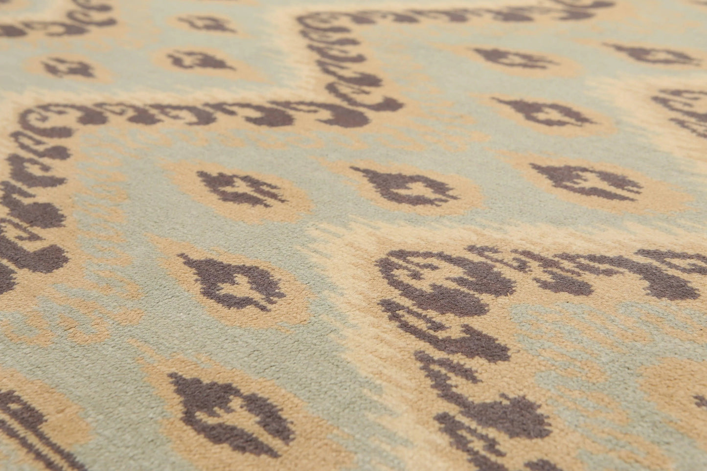 6' x 9' Designer Ikat Hand Knotted 100% Wool Area Rug Aqua-2