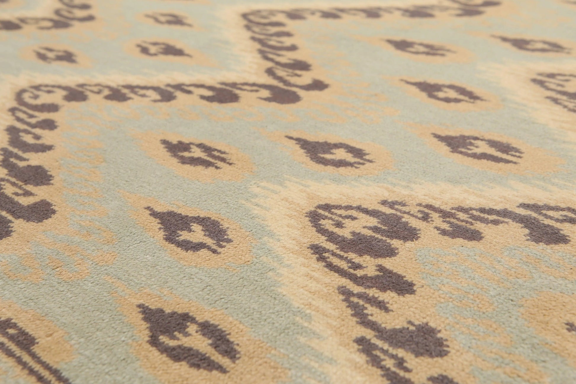 6' x 9' Designer Ikat Hand Knotted 100% Wool Area Rug Aqua-2