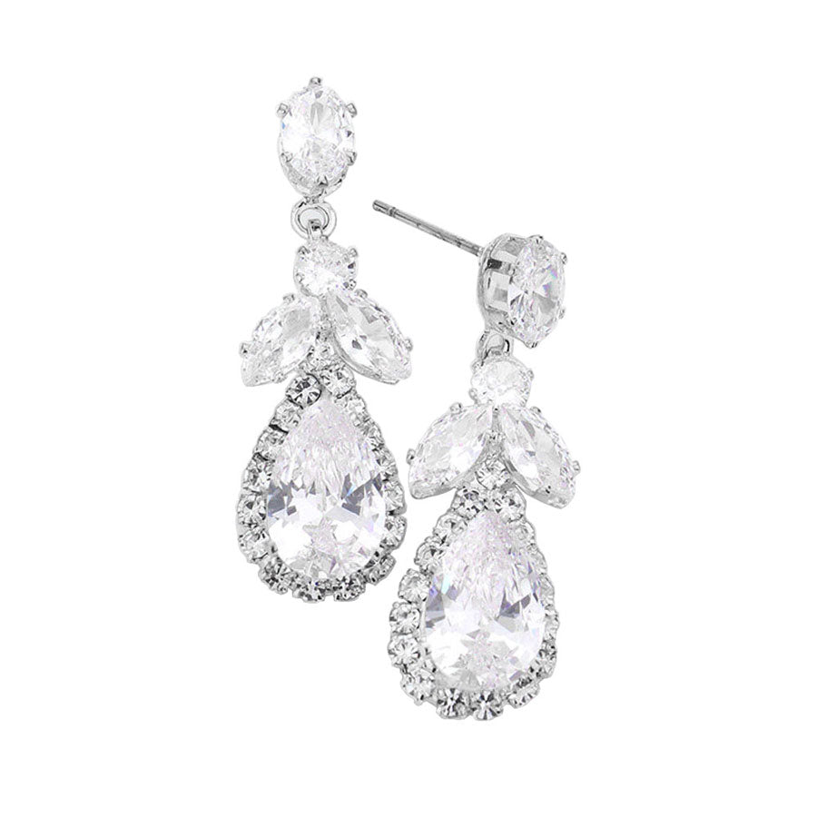 CZ Multi Stone Dangle Evening Earrings