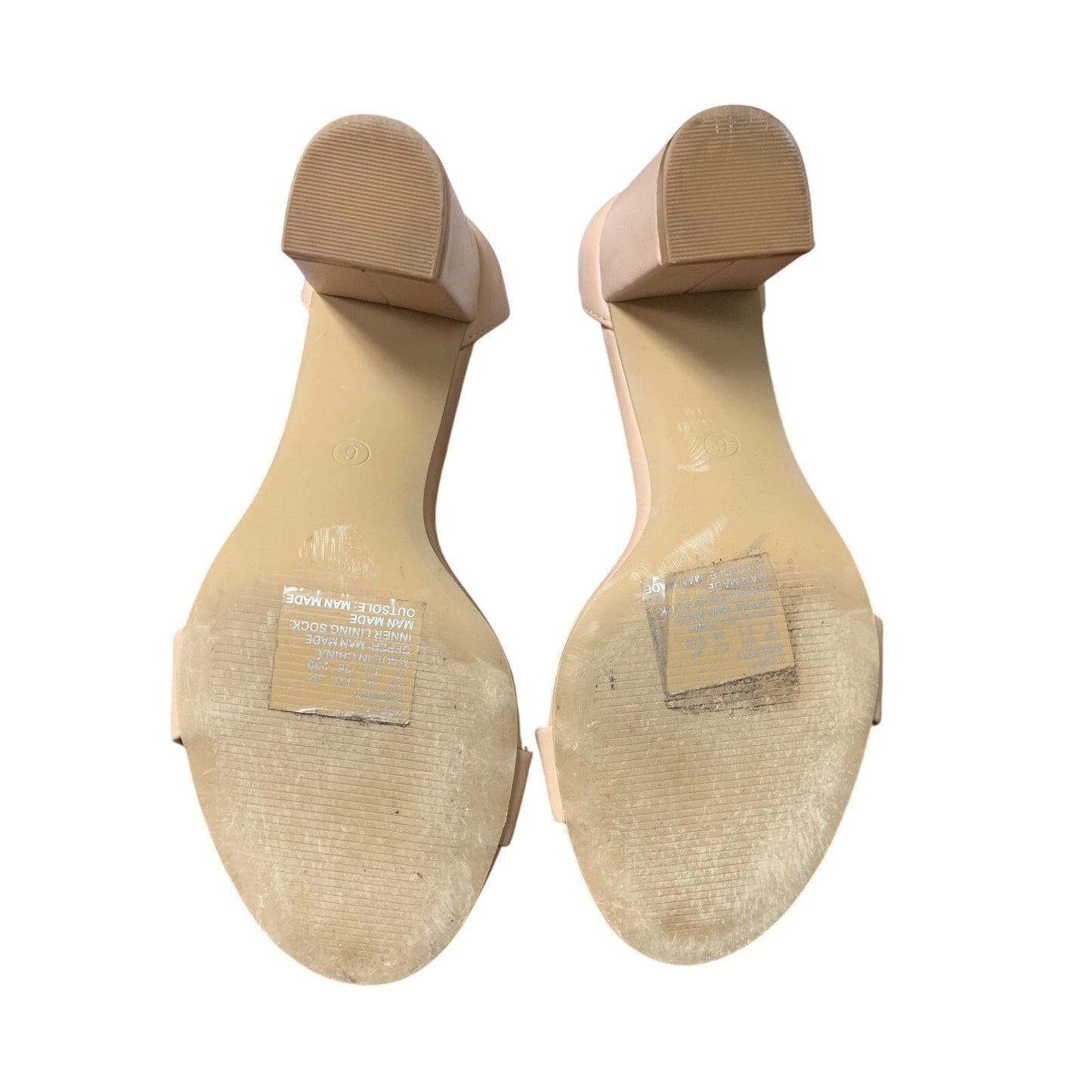 Pizz Annu Womens Size 6 Tan Open Toe 2.5" Block Heel Ankle Strap Sandal Shoes