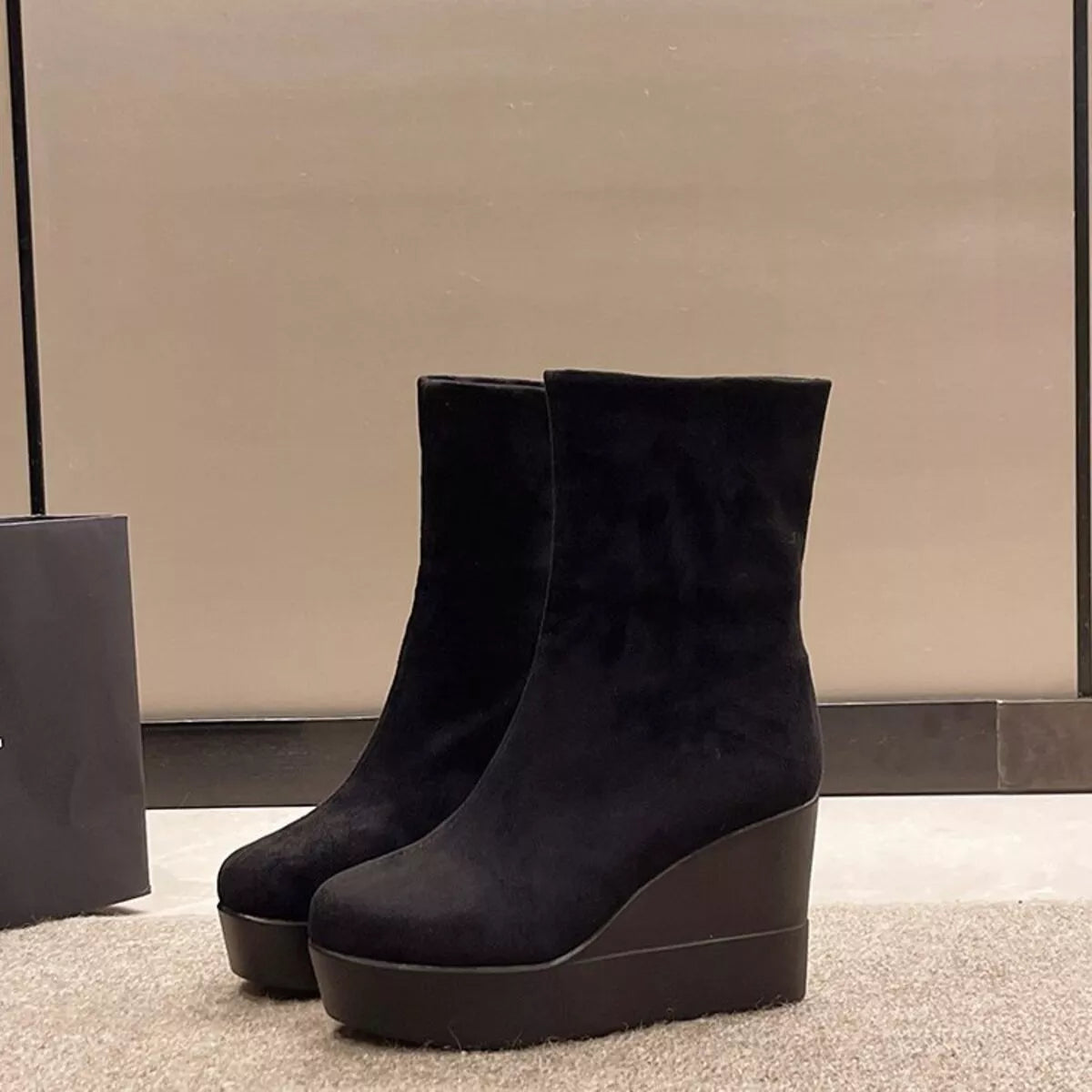 Round Toe Wedge Boots