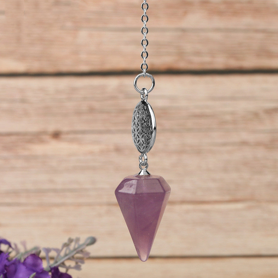 Semi-precious Stone Pendant Healing Crystal Point Pendulum Wicca Meditation Chakra