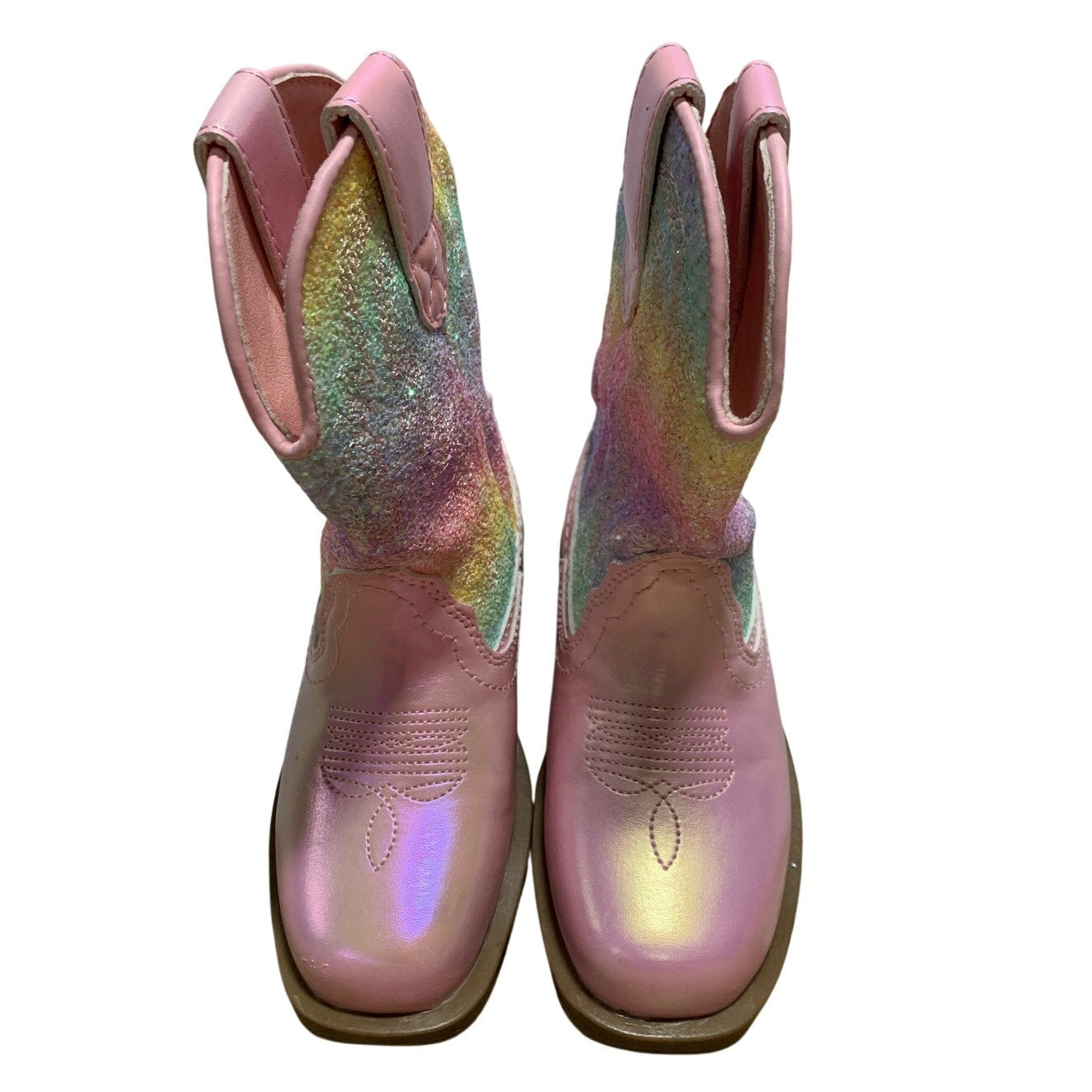 Dream Pairs Girls Size 7 Pastel Glitter Pull On Low Heel Western Cowboy Boots