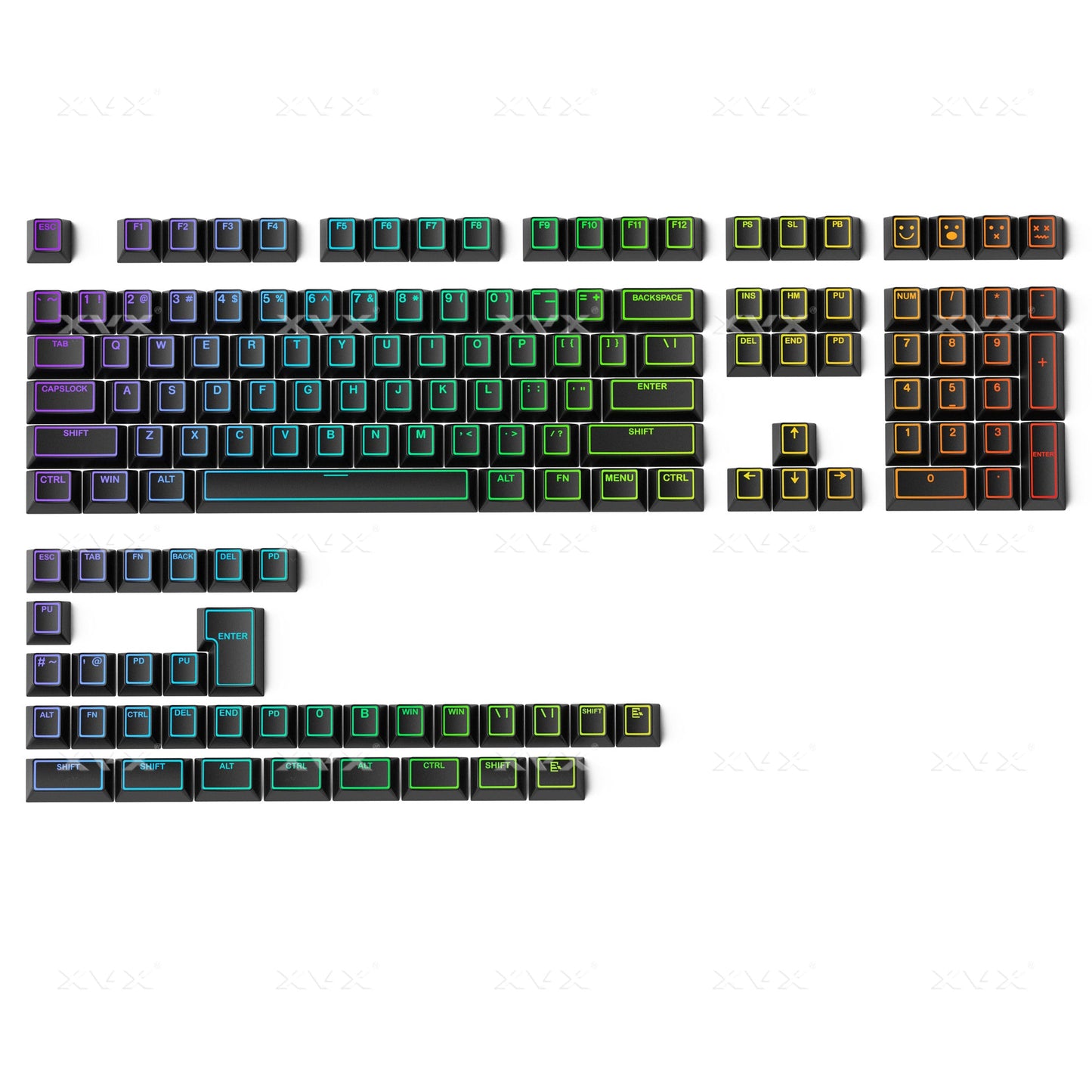 XVX PRISM Shine-Through Double-Shot Cherry Profile PBT Keycap Set 142-key