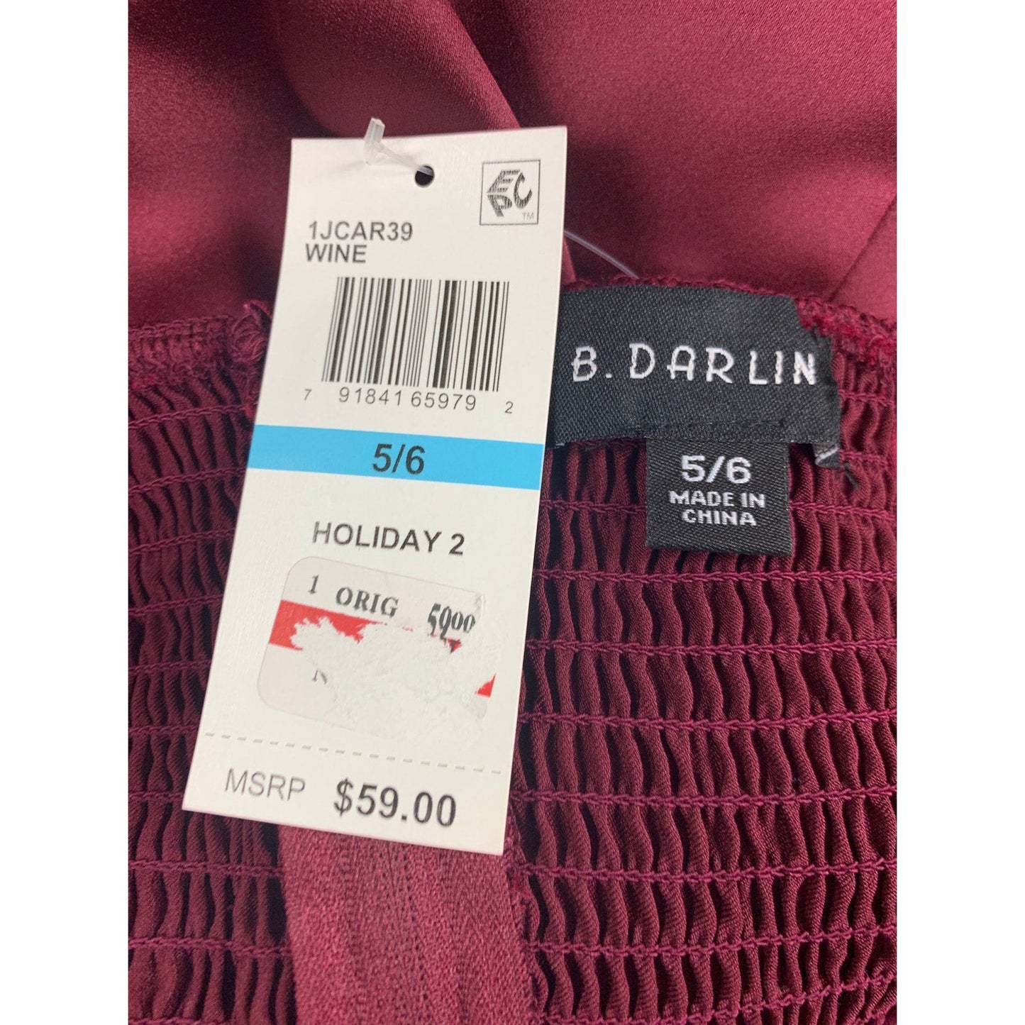 NWT New B Darlin Juniors Size 5/6 Wine Holiday Party Prom Long Sleeve Dress
