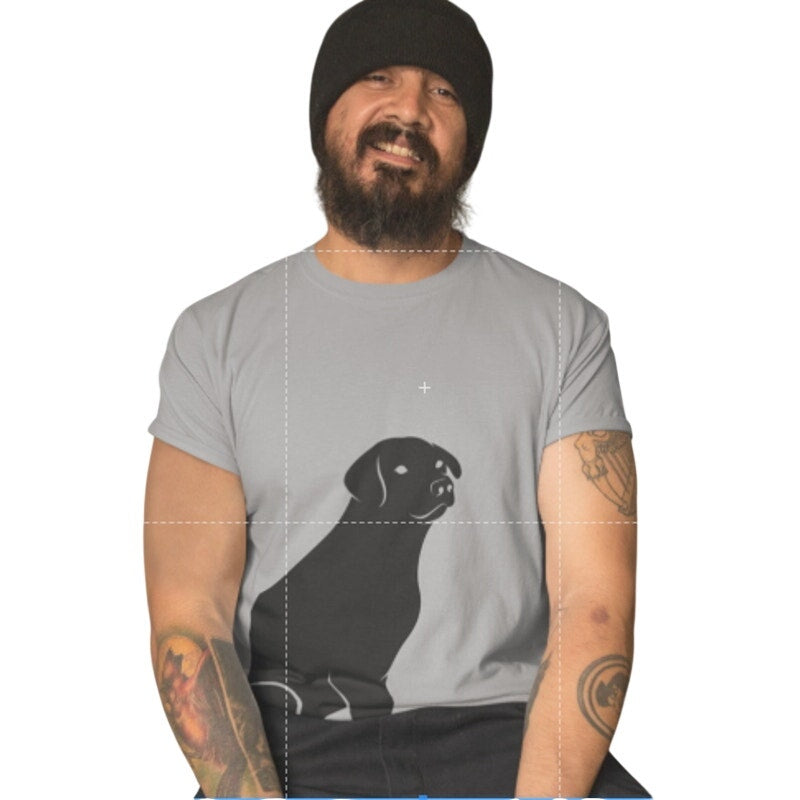 New Hand Printed Mens Large Gray Heathered Black Lab Dog Short Sleeve Tee Shirt