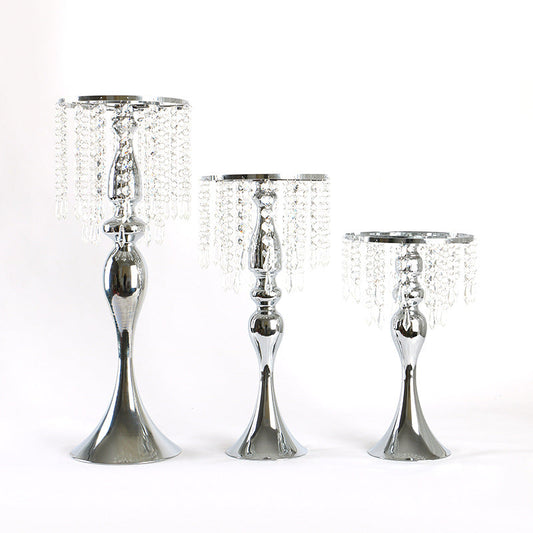 Crystal Candle Holder Handicraft Table Flower Decoration Photo Zone Sign-in Table Decoration