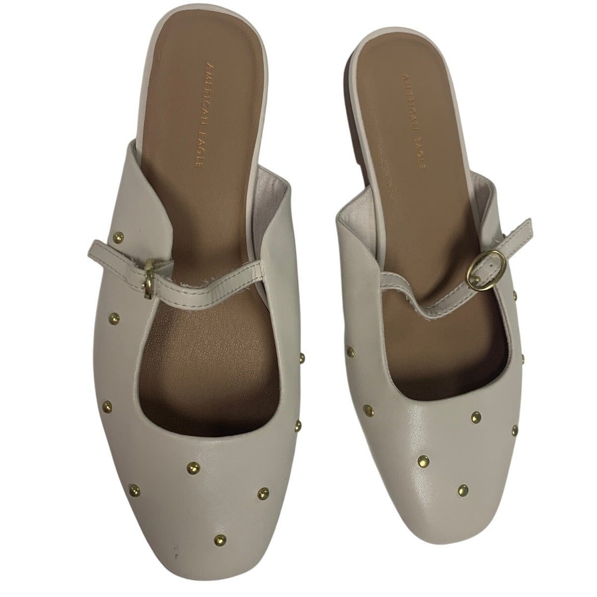 New American Eagle Womens Size 6 Studded Faux Leather Mary Jane Open Back Flats