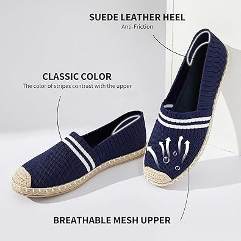 Babudog Womens Size 10.5 Navy Blue Espadrille SlideOn Breathable Mesh Flat Shoes
