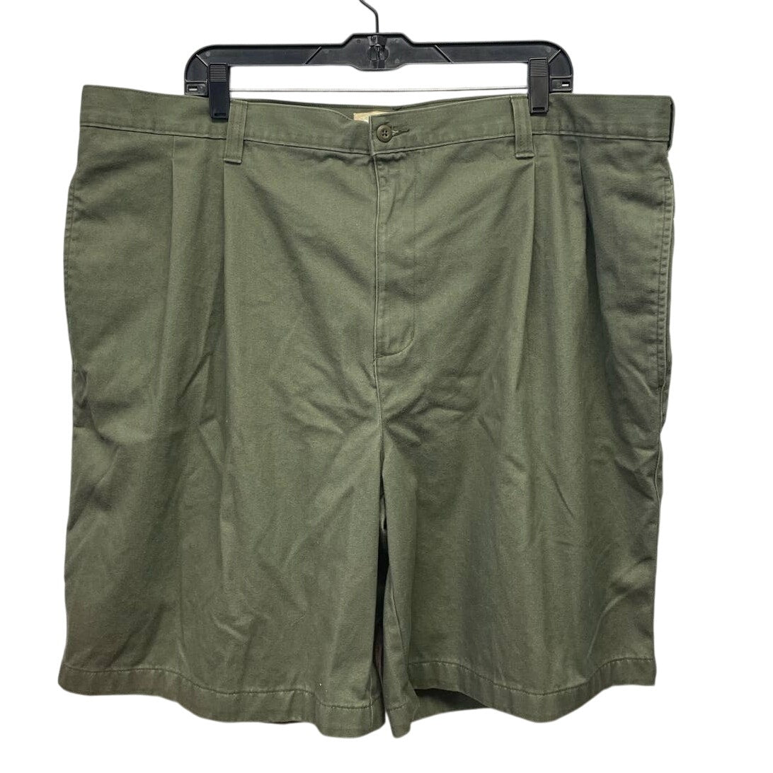 Cherokee Mens Size 44 Pleated Front 100% Cotton Olive Khaki Long Bermuda Shorts