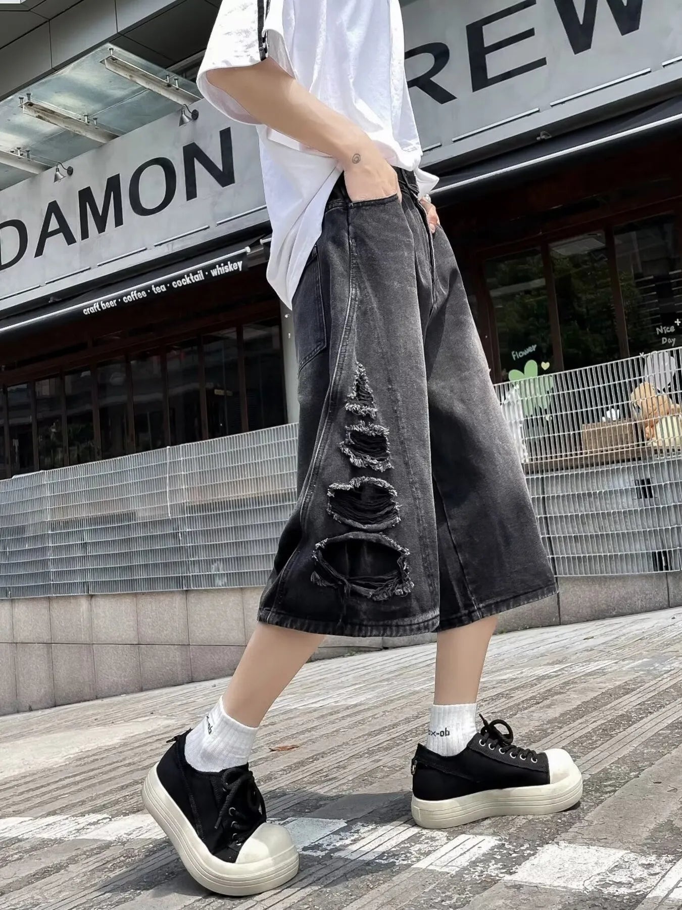 Men's Full Size Wide Leg Denim Shorts Plus Size