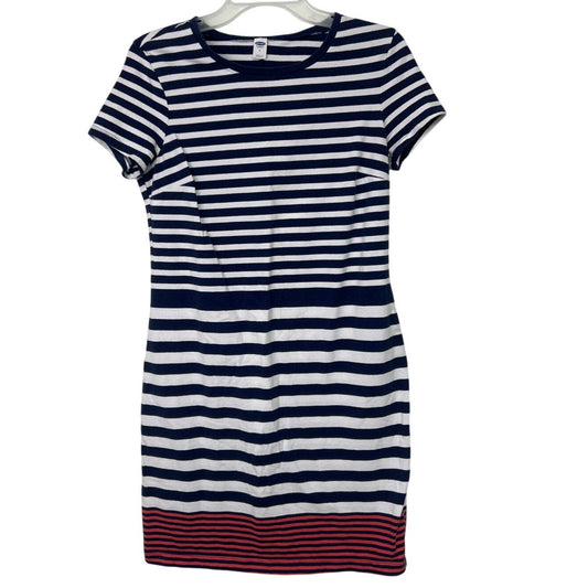 Old Navy Womens Medium Cotton Blend Short Sleeve Navy Striped BodyCon Dress