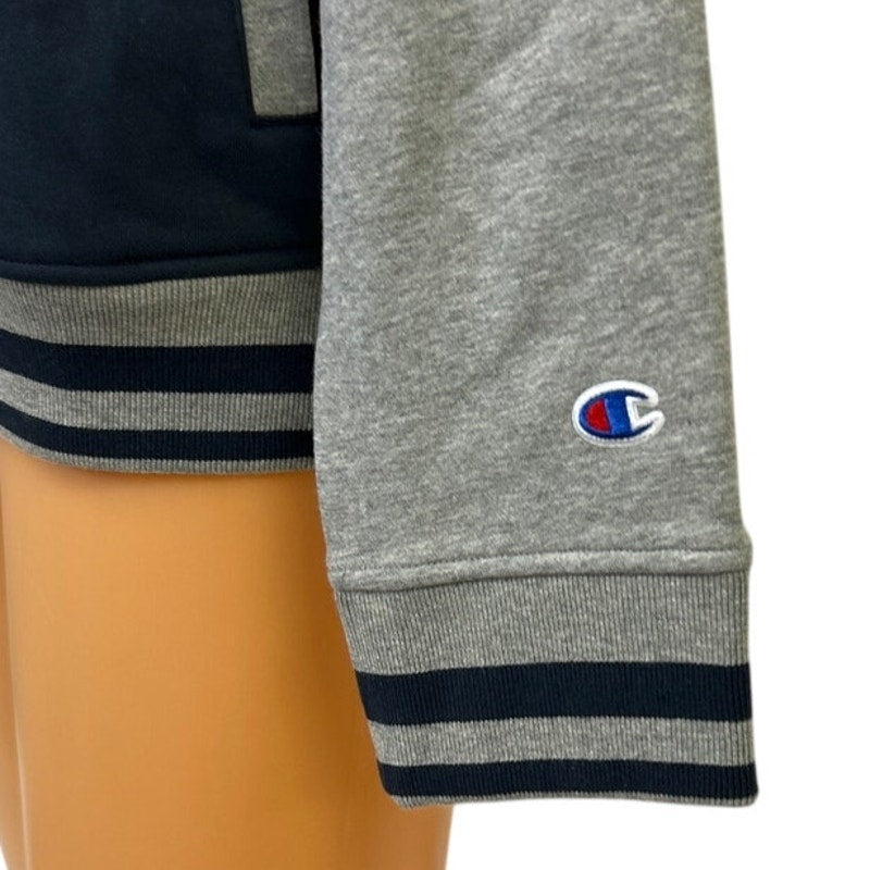 New Champion Mens Small Navy Gray Snap Up PolyCotton Athletic Wear Bomber Jacket