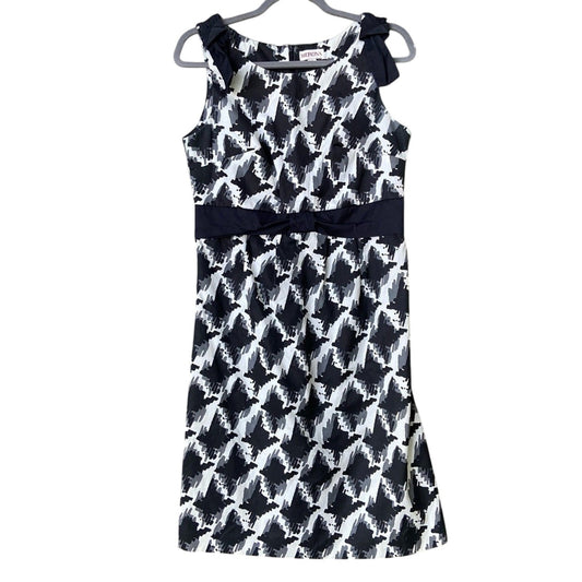 Merona Womens Size 8 Black White Gray Bow Accent Sleeveless Sheath Dress