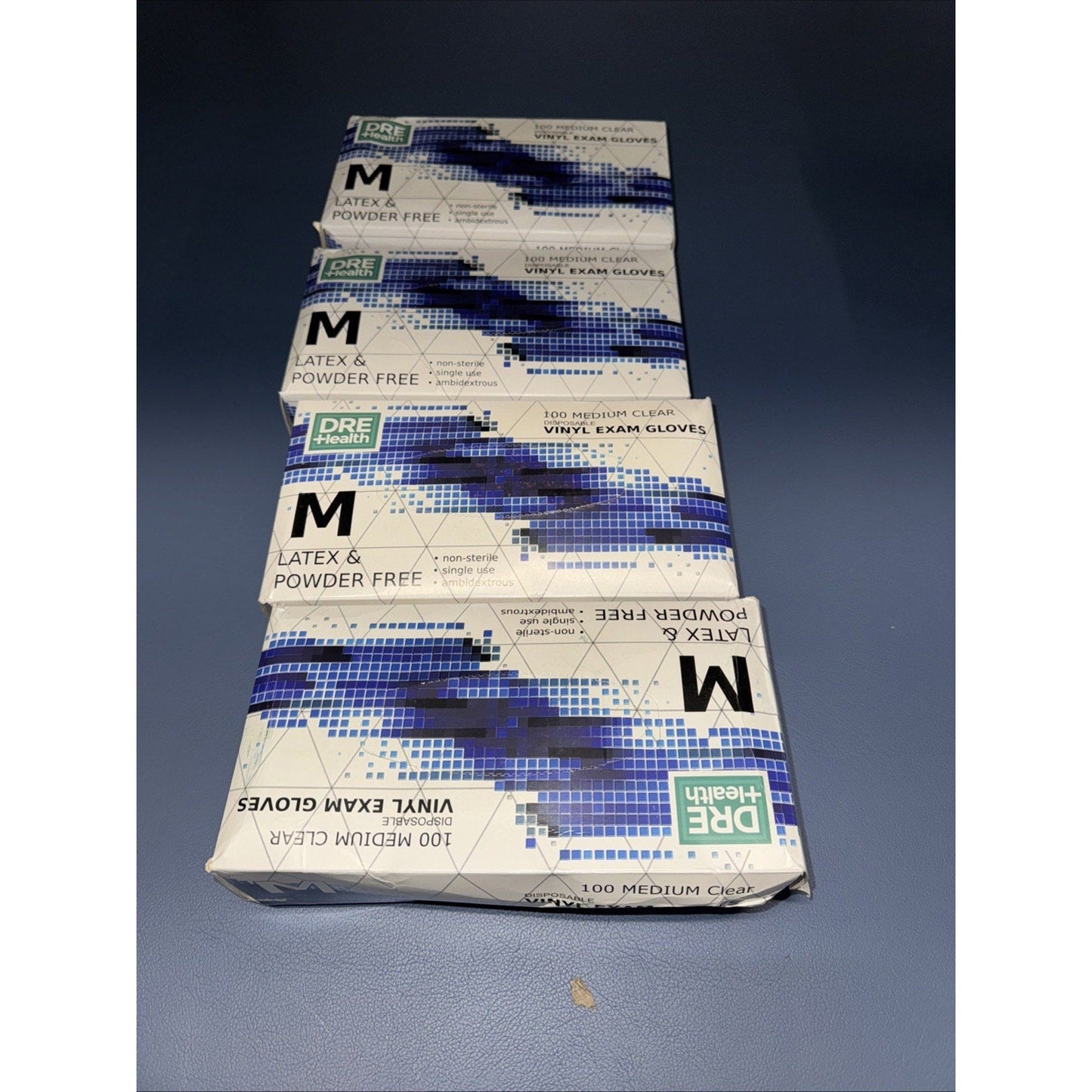 Lot Of 4 DRE HEALTH 100 Medium Disposable Vinyl Exam Gloves (NEW)