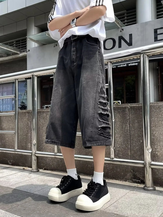 Men's Full Size Wide Leg Denim Shorts Plus Size