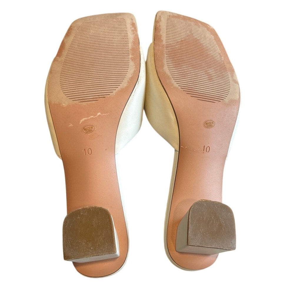 Miraazzurra Womens Size 10 Ivory 2" Heel Slide On Open Square Toe Shoes