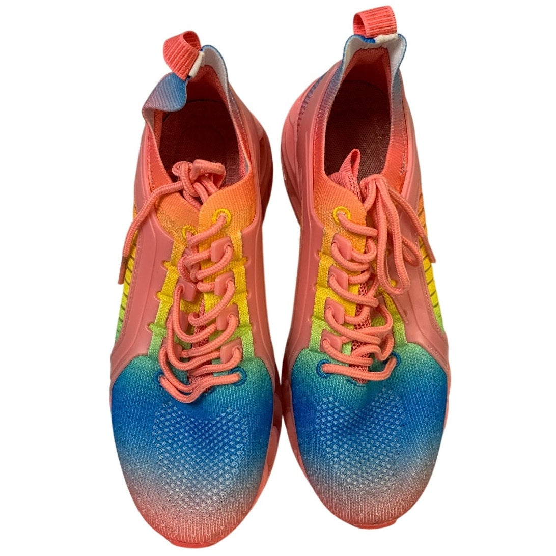 Womens Size 8 Rainbow Sneakers Lace Up Low Top Round Toe Athletic Shoes