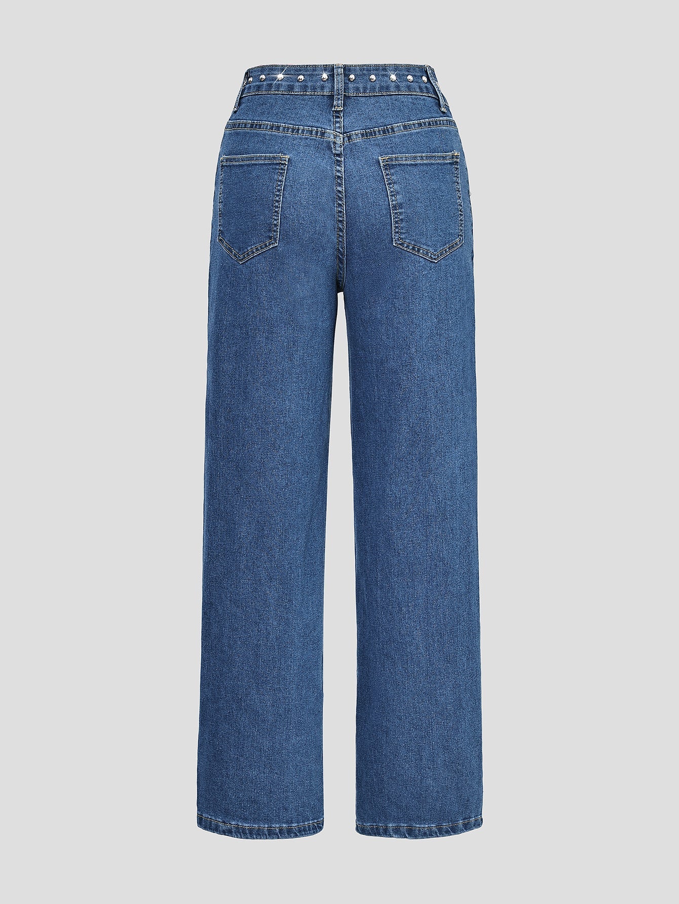 Blue jeans on a light gray background