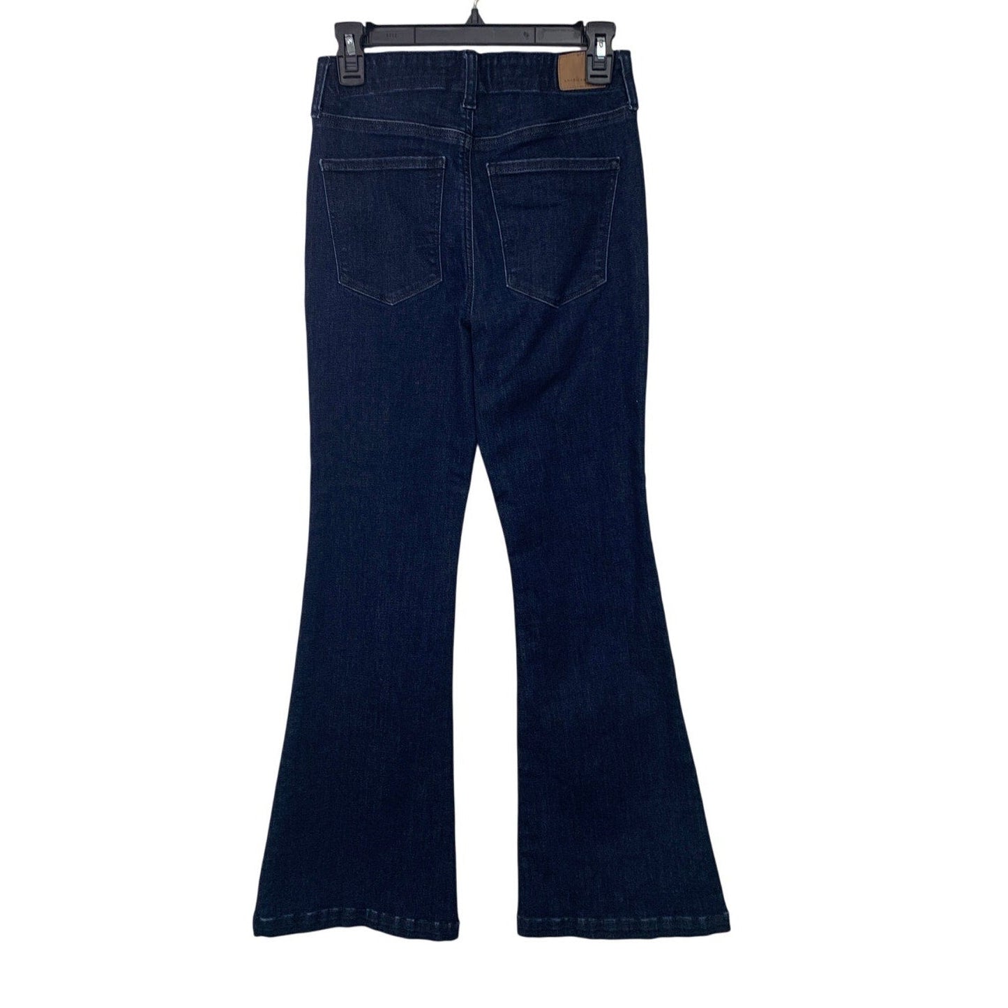 New American Eagle Women Size 4 Super High Rise Flare Dark Ash Denim Blue Jeans