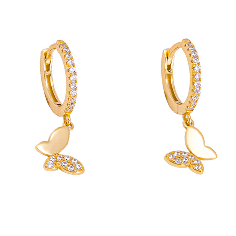 S925 Silver Korean-Style Sweet Butterfly Earrings