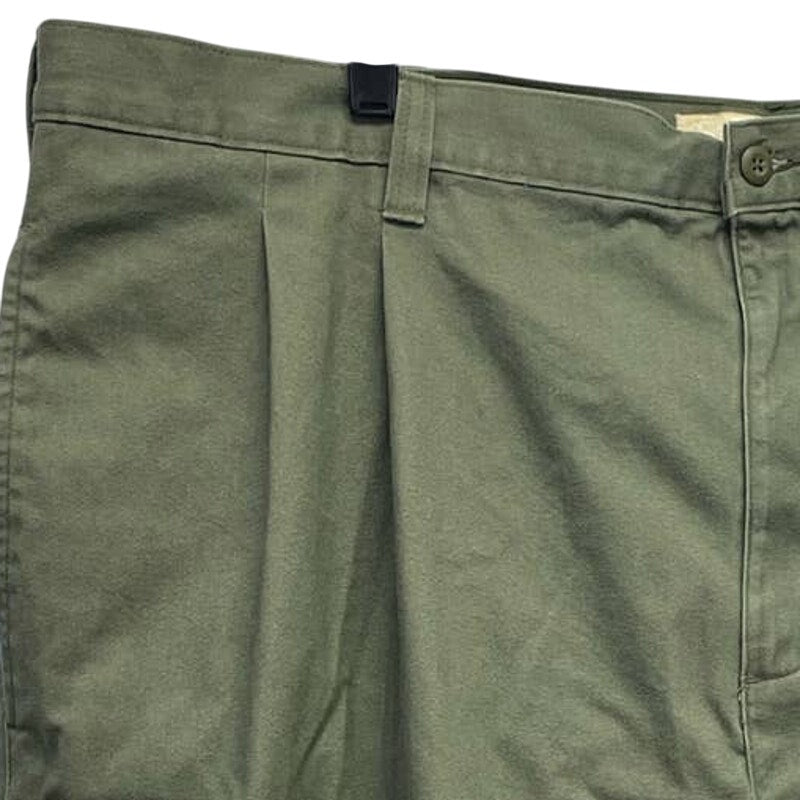 Cherokee Mens Size 44 Pleated Front 100% Cotton Olive Khaki Long Bermuda Shorts