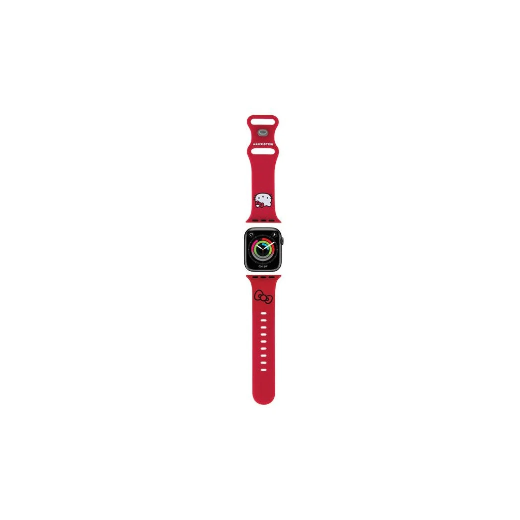 Hello Kitty szíj HKAWMSCHBLR, Apple Watch 38/40/41mm készülékhez – Silicone Kitty Head, piros (305531)-0