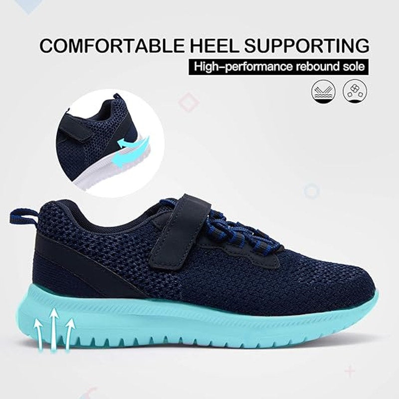 Runside Little Boys Size 12 Navy Sneakers Lace Up Hook Loop Fastener Shoes