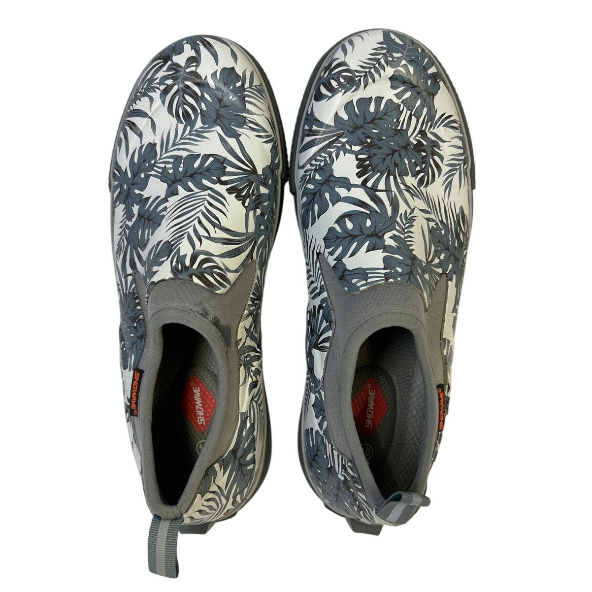 Showave Womens Size 10 Gray Fern Leaf Closed Round Toe Waterproof Garden Shoes