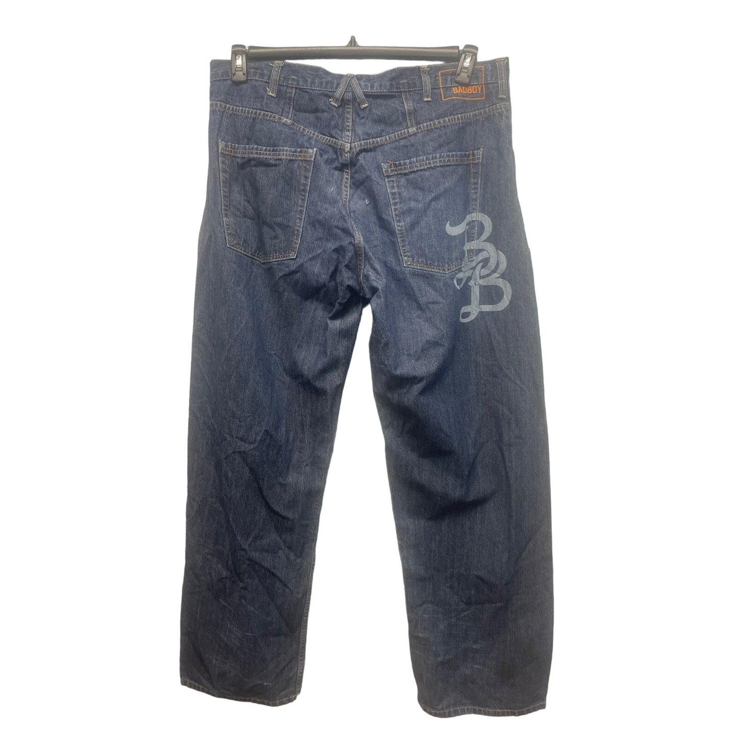 Vintage Y2K Bad Boy Mens Size 38 100% Cotton Wide Leg Denim Blue Jeans