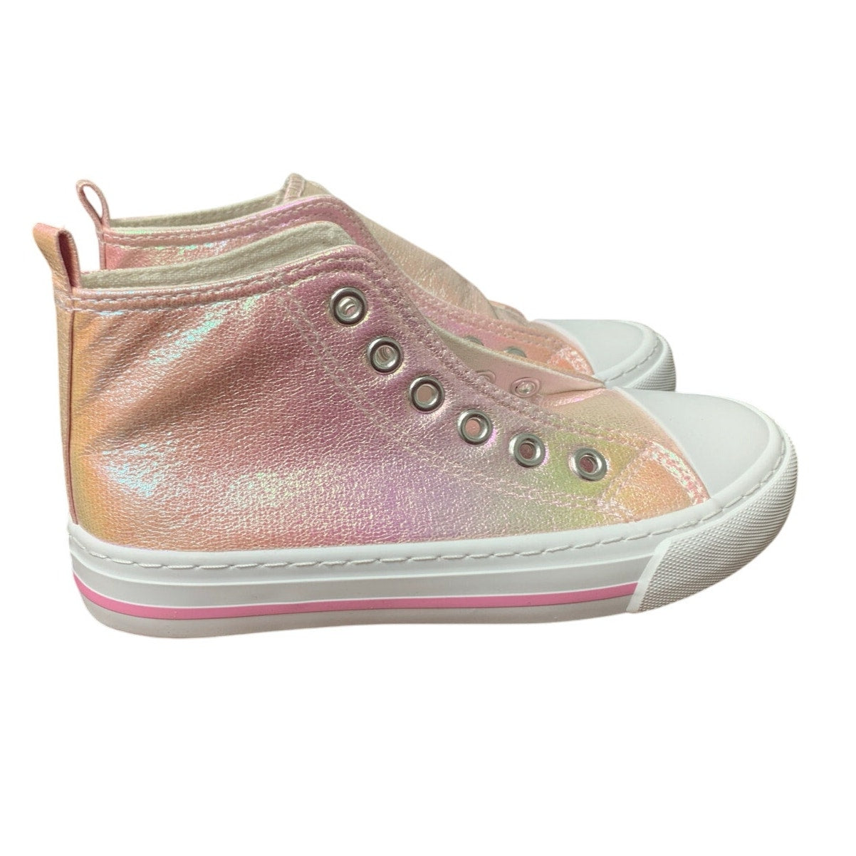 New HugRain Toddler Girls Size 13 Shiny Pink Lace Up High Top Sneakers Shoes