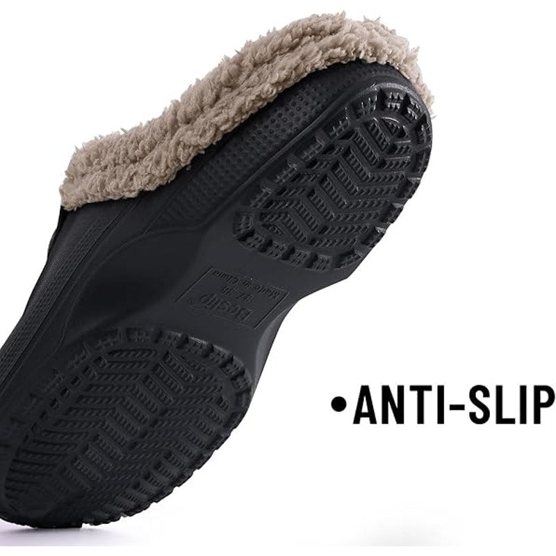 Beslip Womens Size 9 Black Clogs Fur Lined Round Closed Toe Slip On Shoes