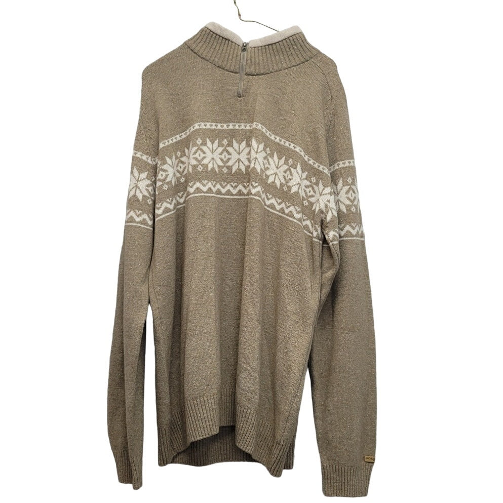 Columbia Mens XXL Long Sleeve Quarter Zip Snowflake Knit Pullover Sweater