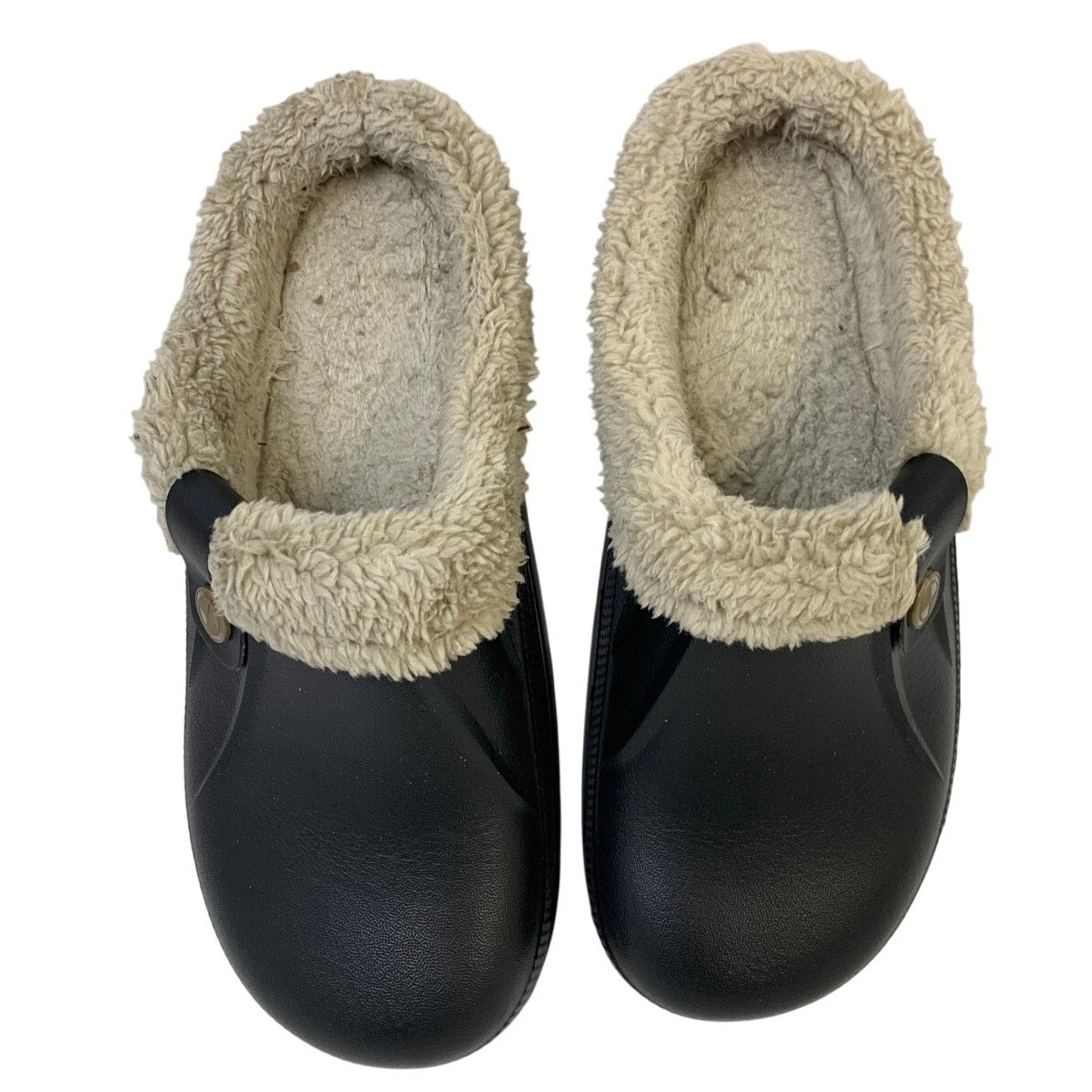 Beslip Womens Size 9 Black Clogs Fur Lined Round Closed Toe Slip On Shoes