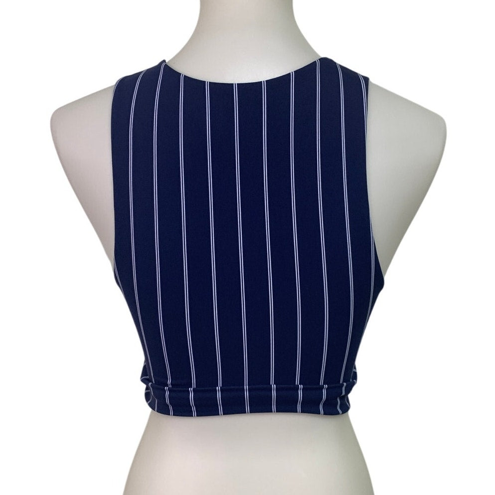 New American Eagle Womens Small Navy Blue Striped Athletic Sports Bra Top
