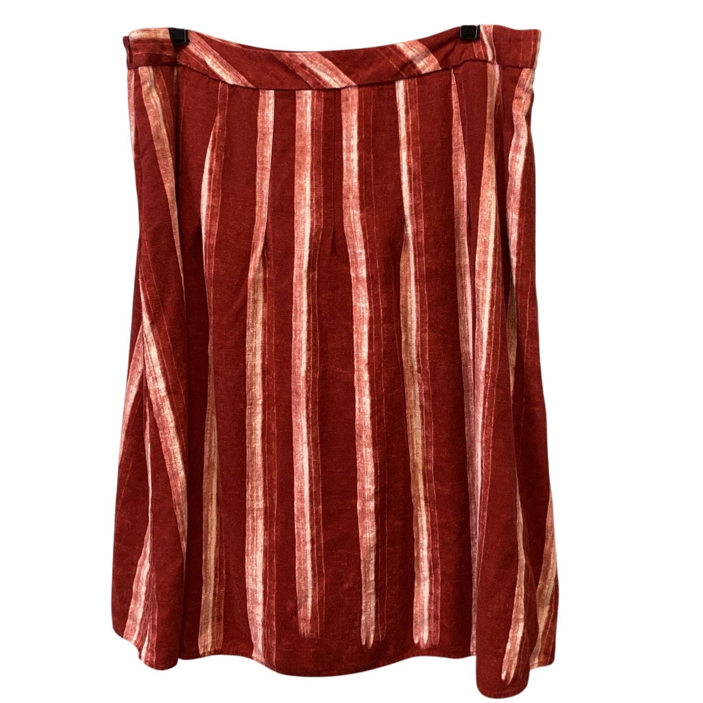 Coldwater Creek Womens Size 14 Striped Linen Blend Side Zipper Fully Lined Skirt
