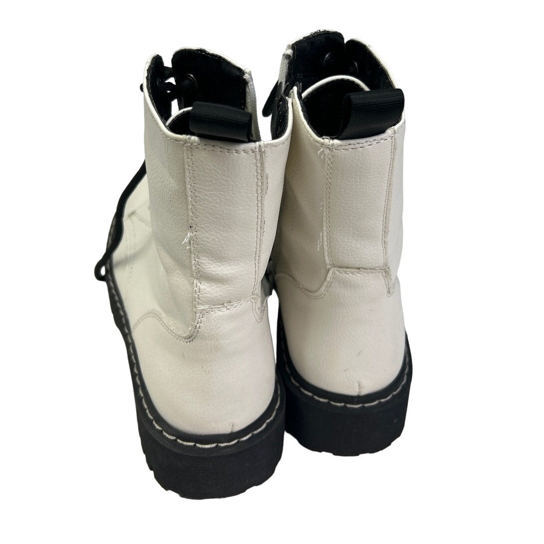 Sincerely Jules Womens Size 9.5 Harley White Leather Lace Up Boots