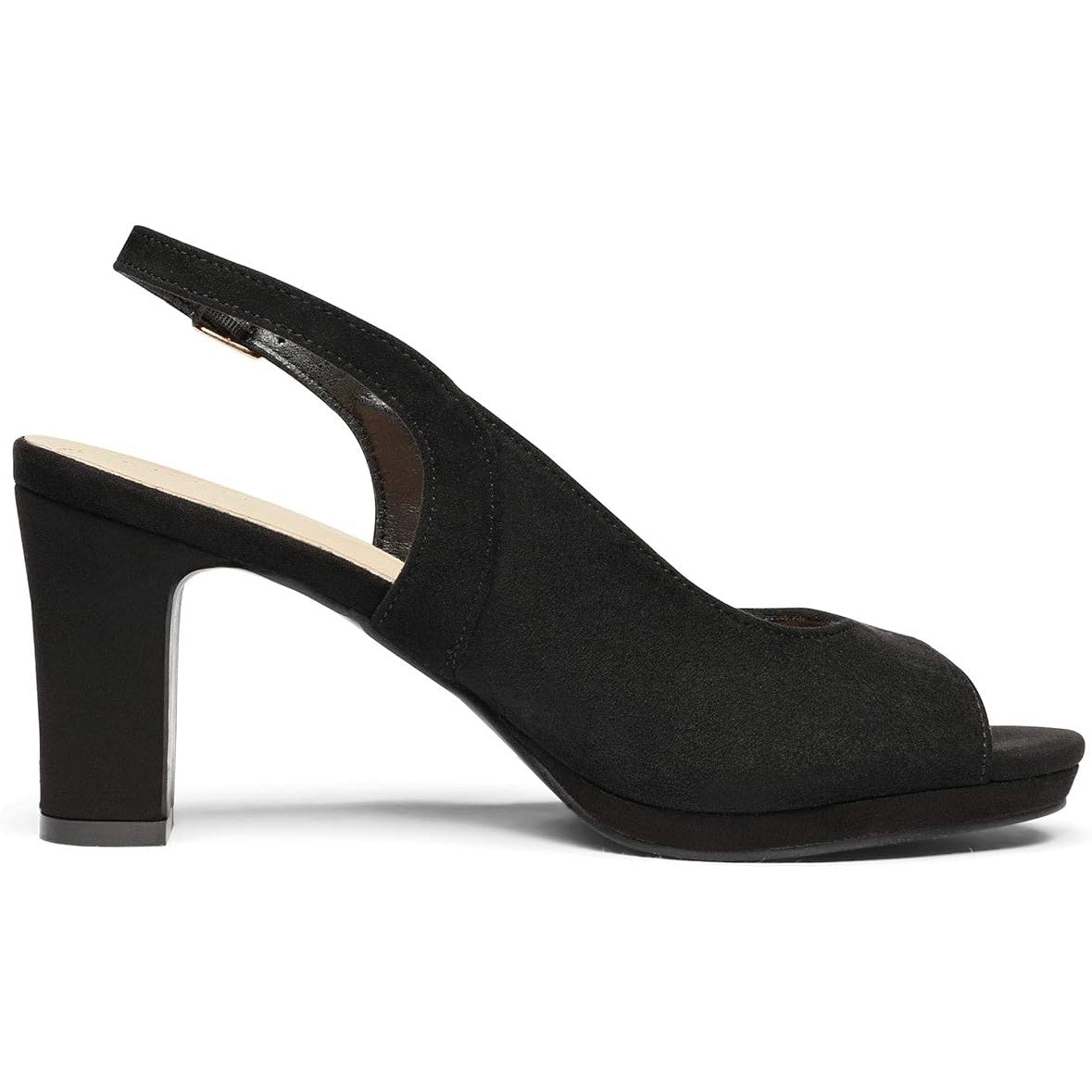 Dream Pairs Womens Size 8 Black Faux Suede Open Toe 3.5" Heel Slingback Shoes
