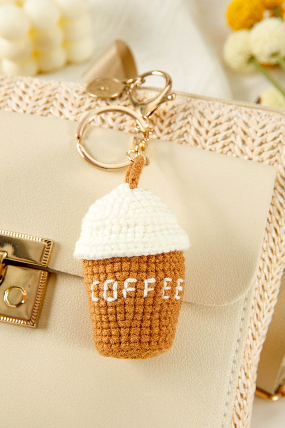 Lily Crochet Coffee Pendent Keychain-0