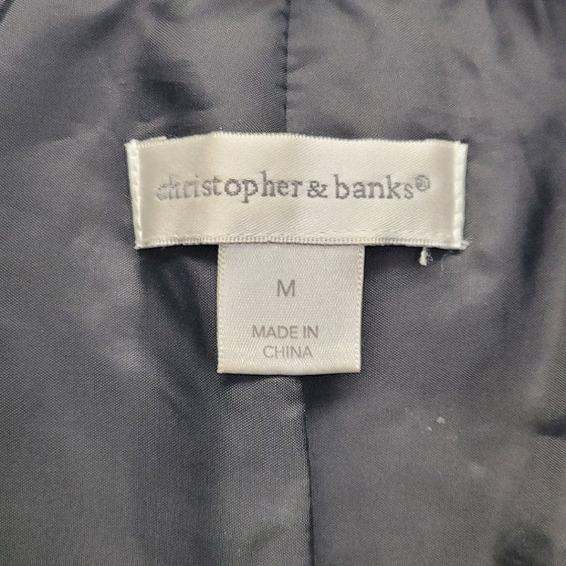 Christopher & Banks Womens Medium PolyCotton Plaid Snap Up Vest w Front Pockets