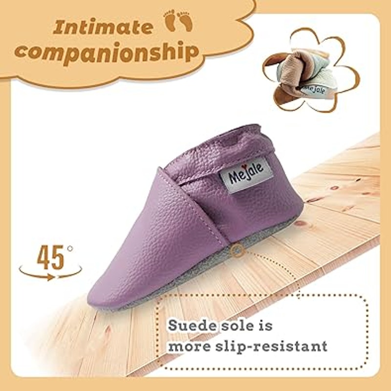 New Mejale Infant Baby 0-6 Months Purple Slip On Moccasin Round Toe Shoes