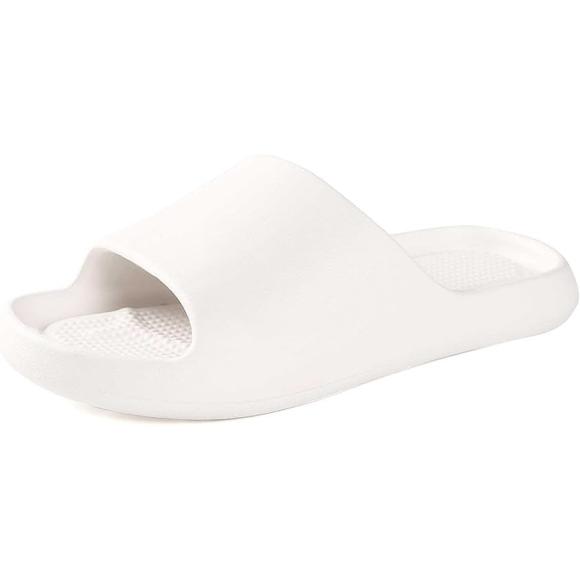 New Getoeu Womens Size 6 White PU Slip On Anti Slip Open Toe Shower Sandal Shoes