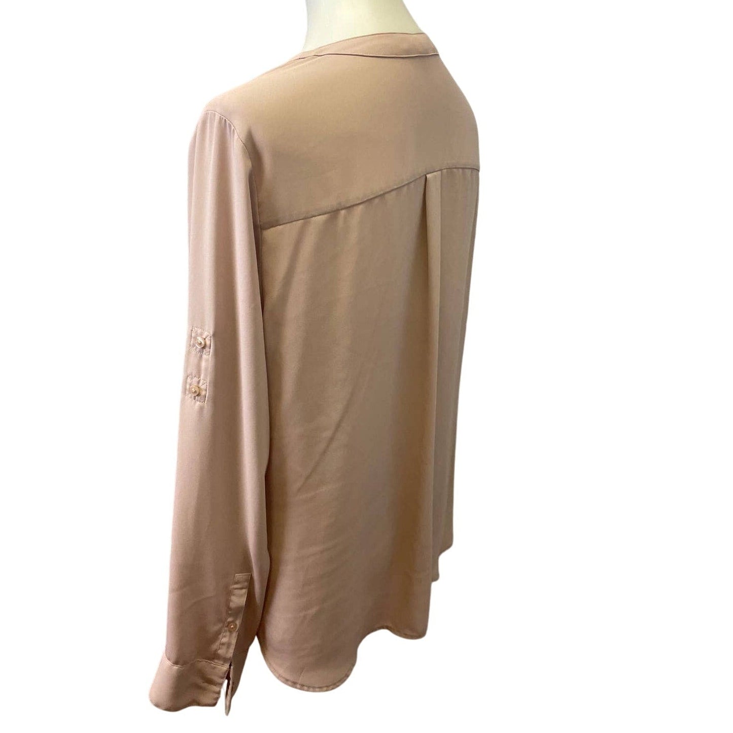 Lot of 2 Express Large Long Tabbed Sleeves Polyester 1/4 Zip V-Neck Blouses Tops