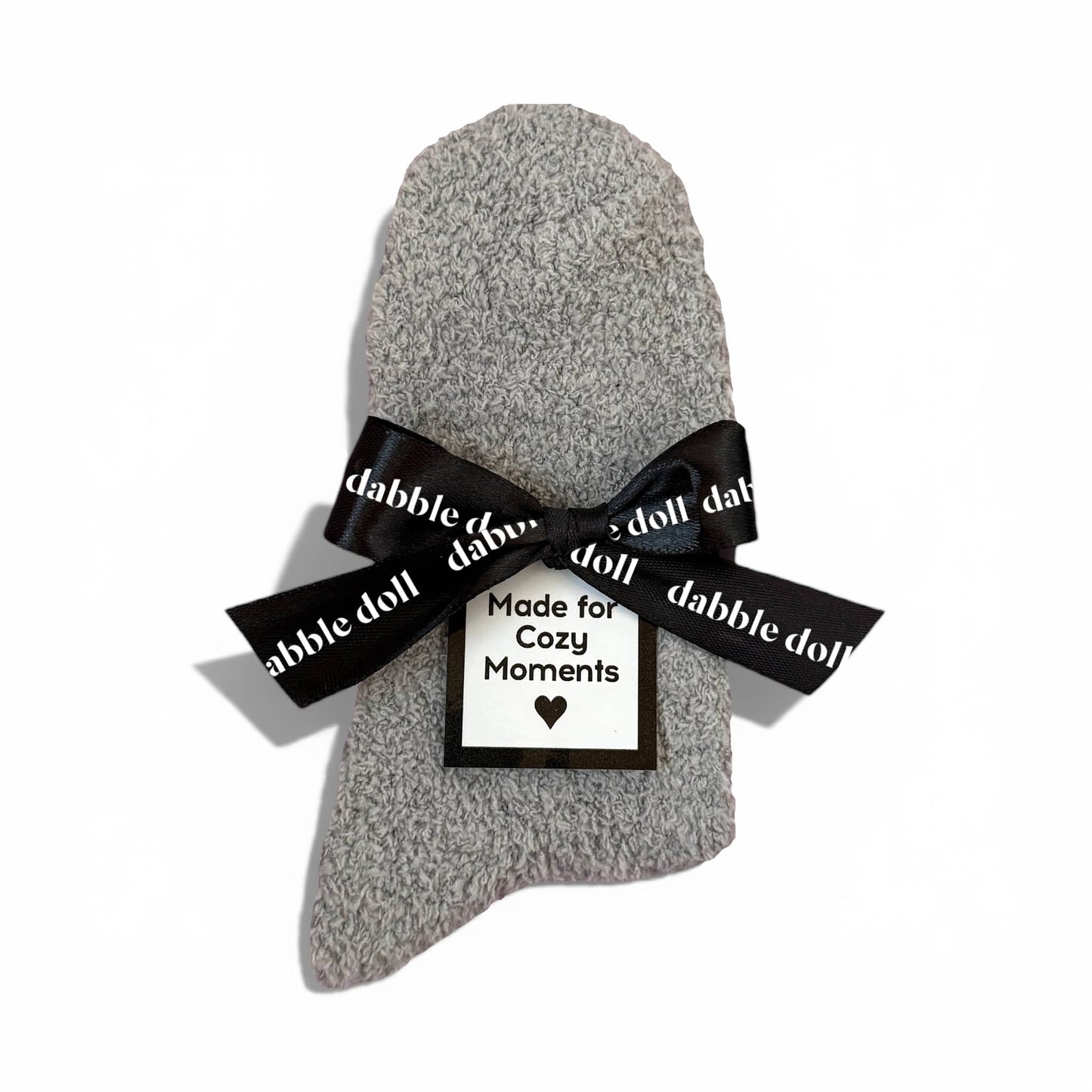 Grey Cozy Socks for Women with Ribbon