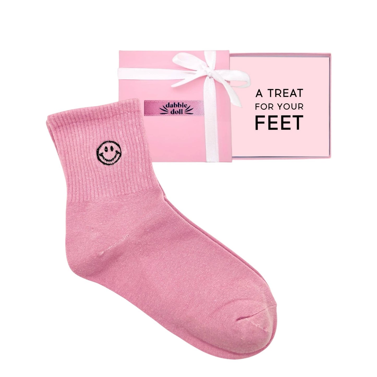 Smiley Face Socks in Dusty Pink for Joyful Comfort