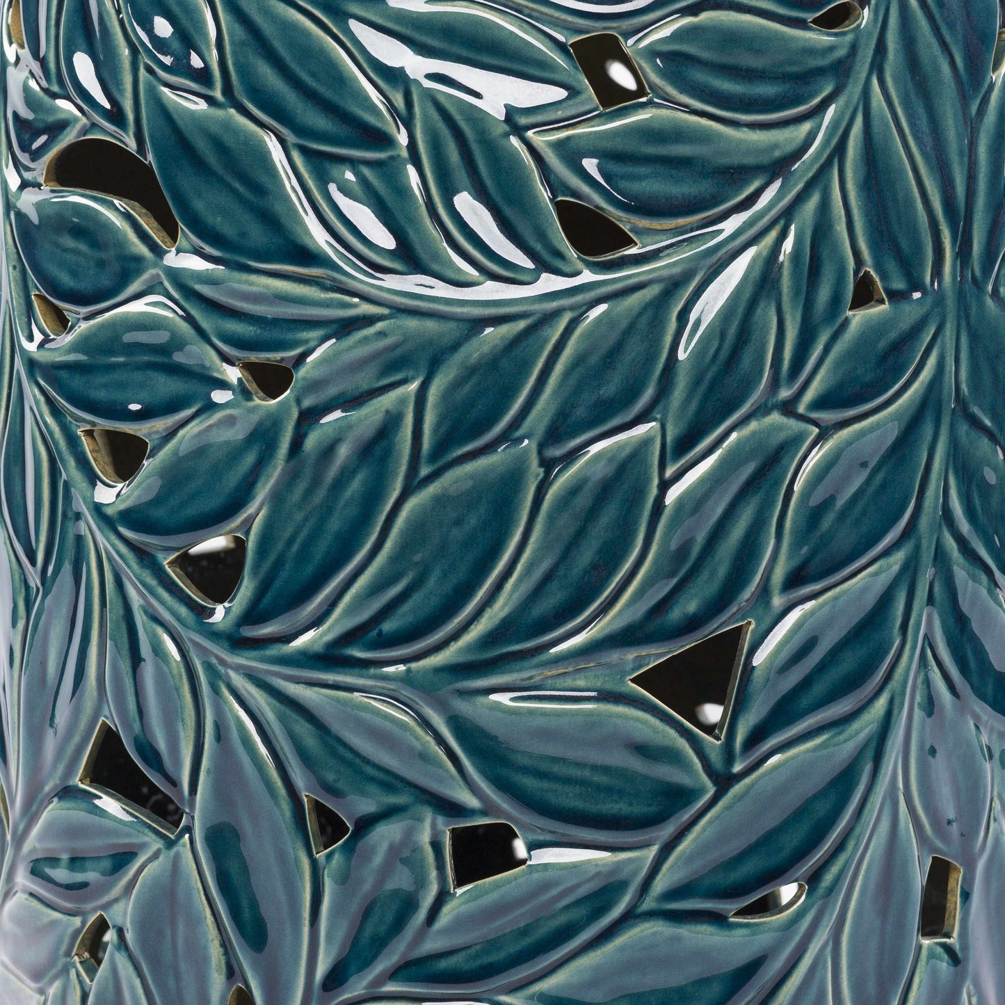Daguioman Teal Leaf Ceramic Stool-1