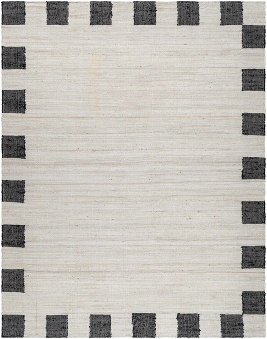 Rocio Dotted Bordered White Jute Carpet-0