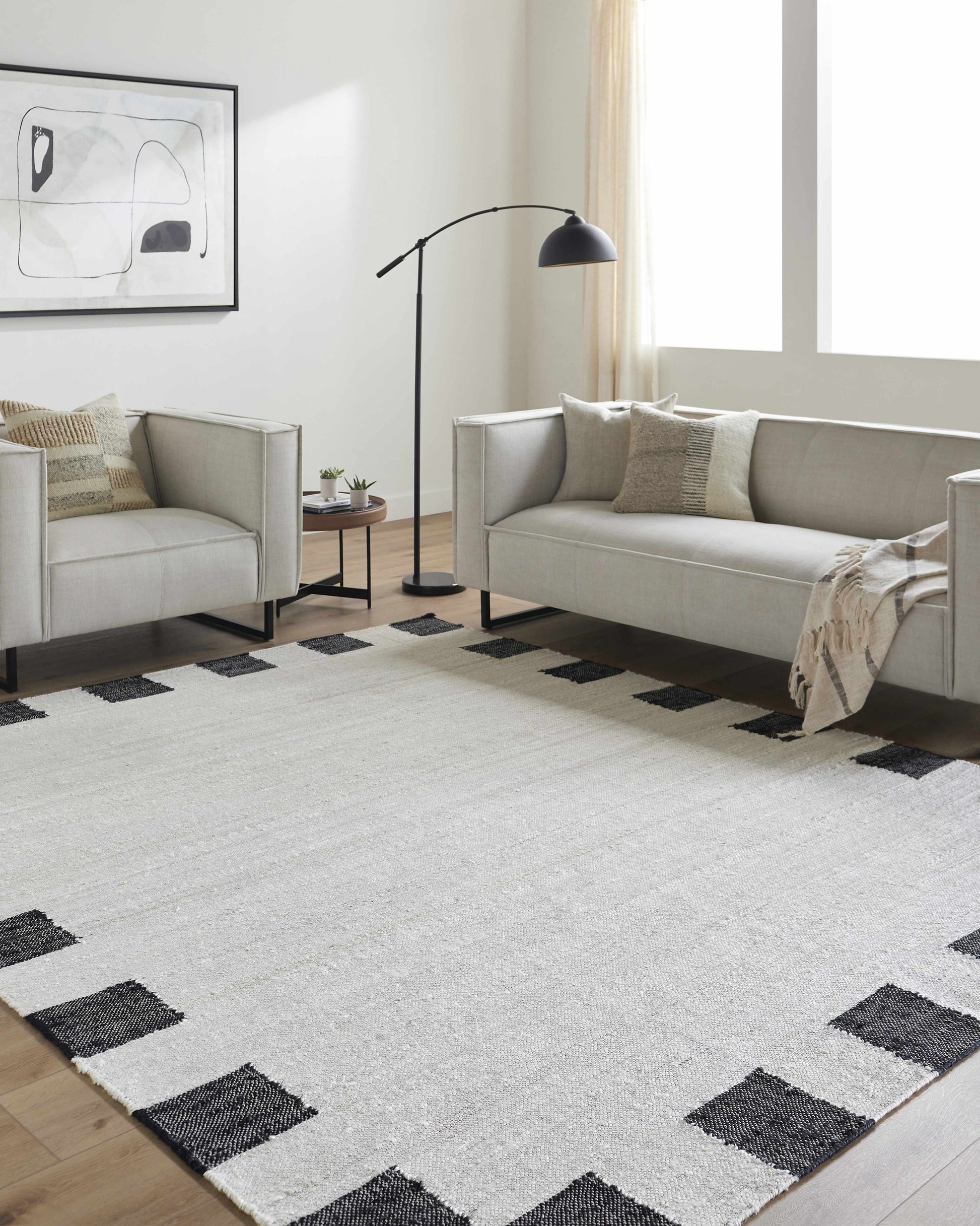 Rocio Dotted Bordered White Jute Carpet-1