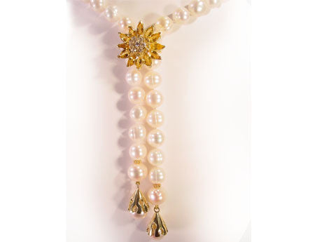 Gemstone Daisy Necklace-Clip Enhancer for Pearls or Cords. Sterling Silver & Semi Precious Stones.-26