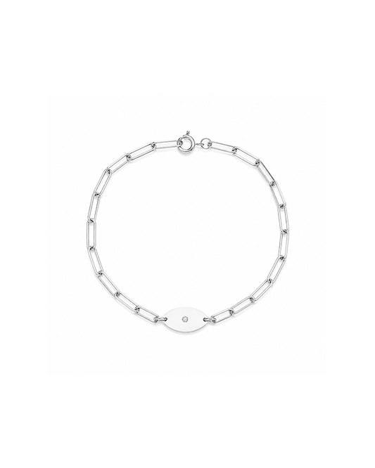 Dani Evil Eye Diamond Paperclip Bracelet | Anklet